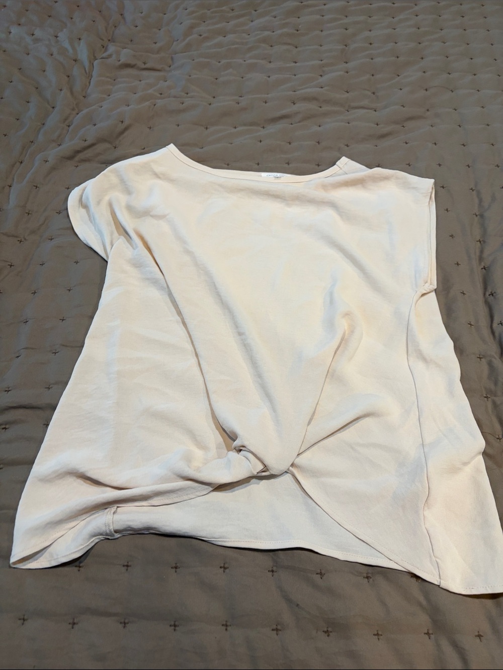 Amazon Cream Short Sleeve Knot-Front Tee